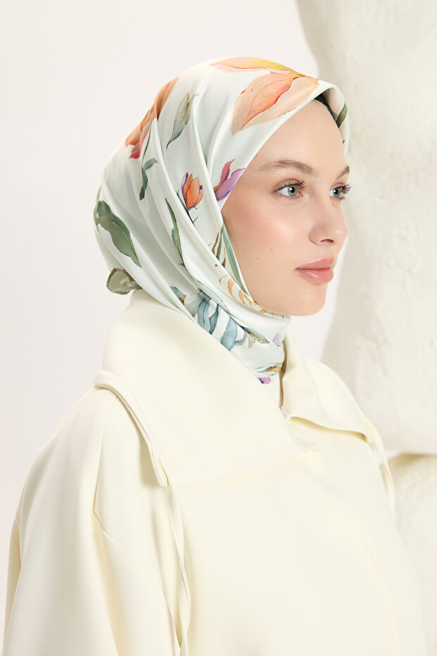 Patterned Twill Scarf Hera Green