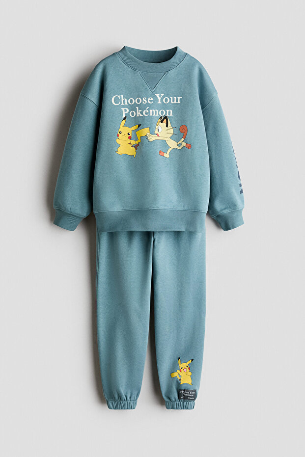 2 Parçalı Baskılı Sweatshirt Set