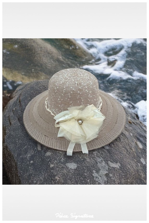 Wide Brim Mercerized Beach Hat for Women