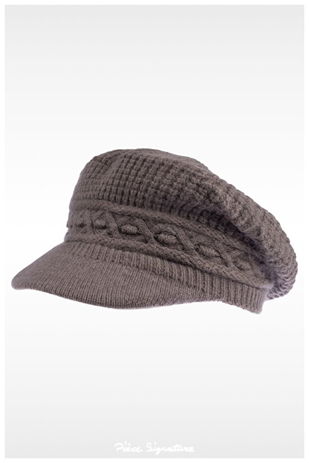 Angora Knitted Hat with Fur Lining and Thickened Double Wool Layer