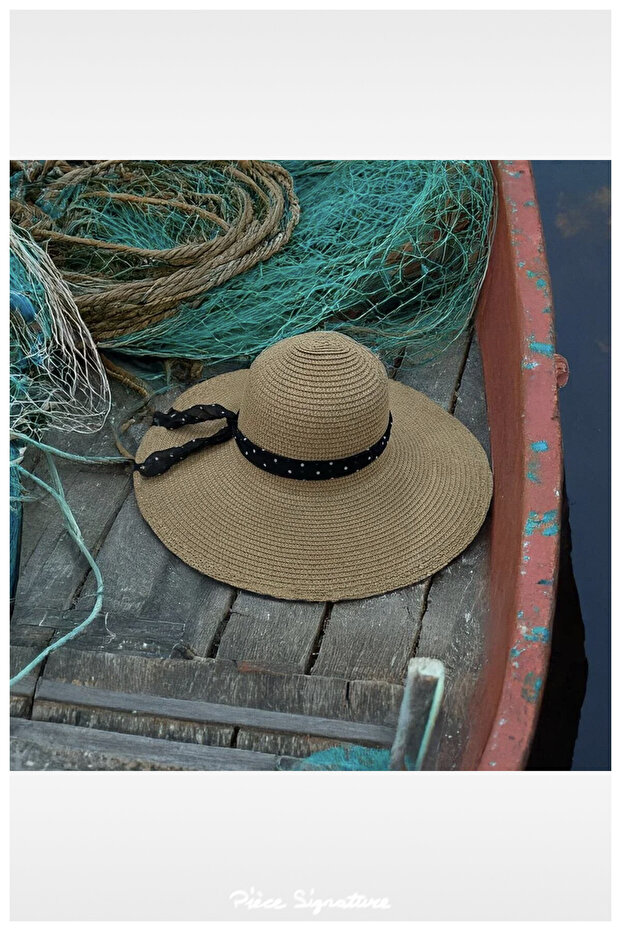 Luxury Straw Hat for Women (Adjusting Rope Available Inside) (Diameter, 42 cm) (Size 57-58 cm)