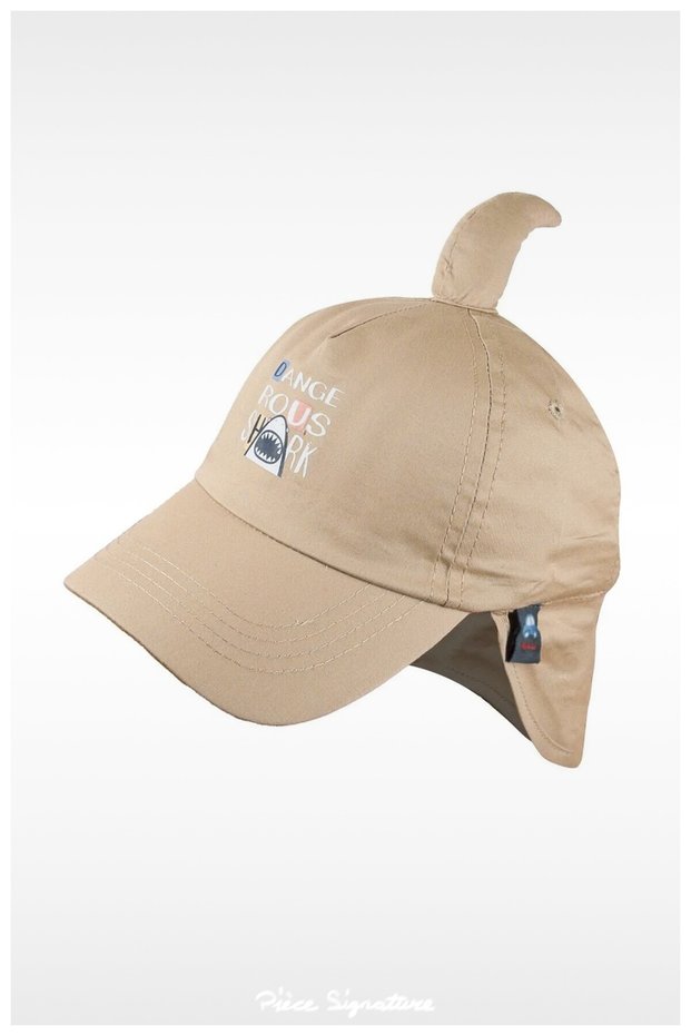 100% Cotton Shark Hat with Nape Protection for Baby Boys (1-3 Years) (Size 48-50 cm)