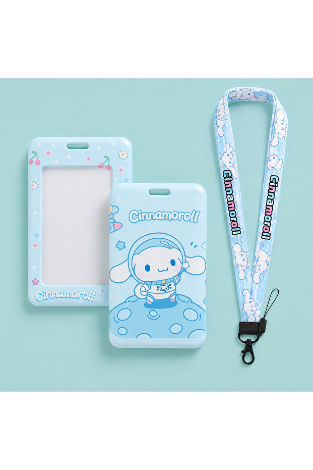 Cute Rabbit Cinnamorolll Patterned Neck Strap Lanyard Card Holder Id and Staff Card Holder for School Workplace