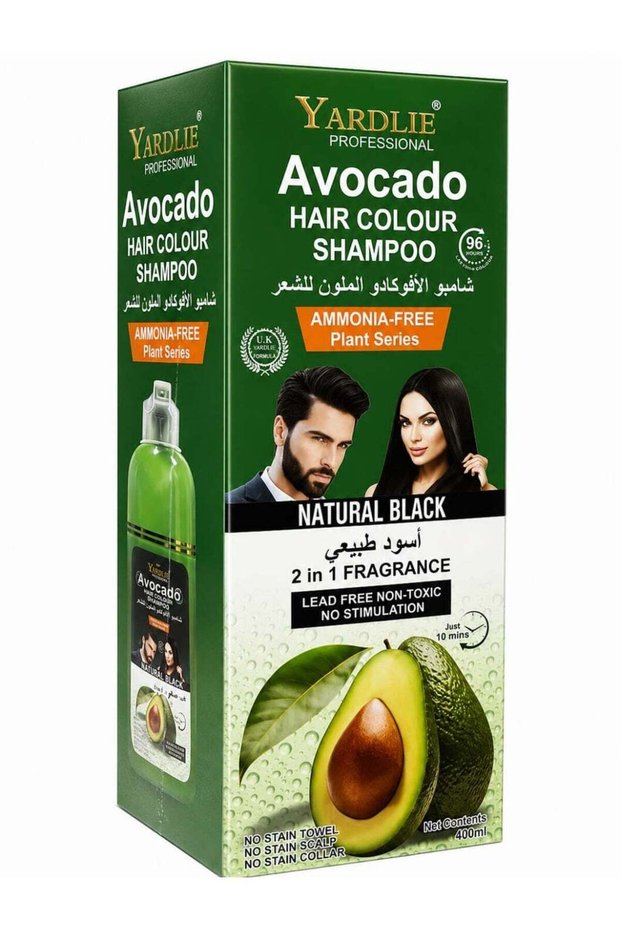 Avocado Hair Color Shampoo, 2-in-1, Natural Black, Ammonia-Free, 400ml