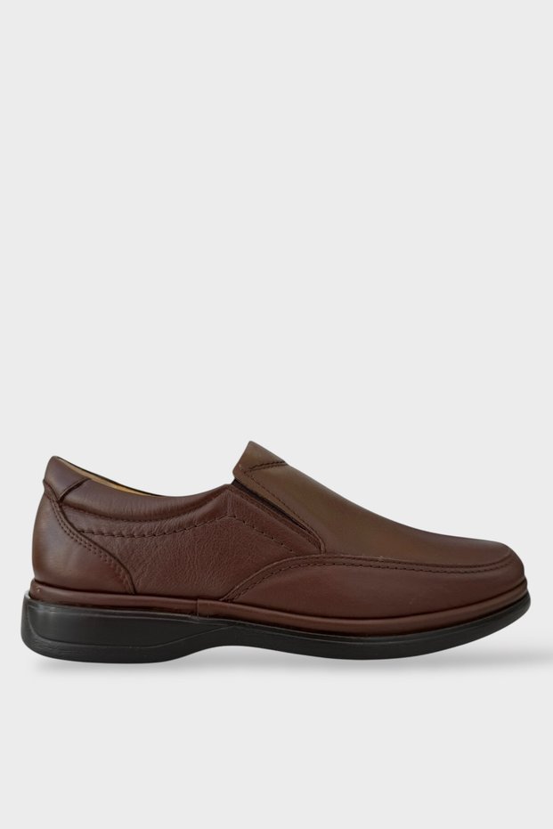 Men's Orthopedic Heel Supported Comfort Thermo Sole Genuine Leather Shoes Brown