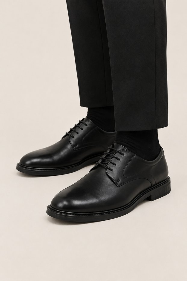 Men's Thermo Sole Genuine Leather Shoes Black