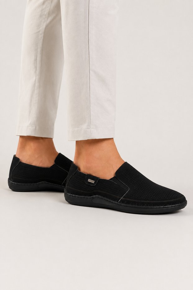 Men's Orthopedic Nubuck Genuine Leather Shoes Black