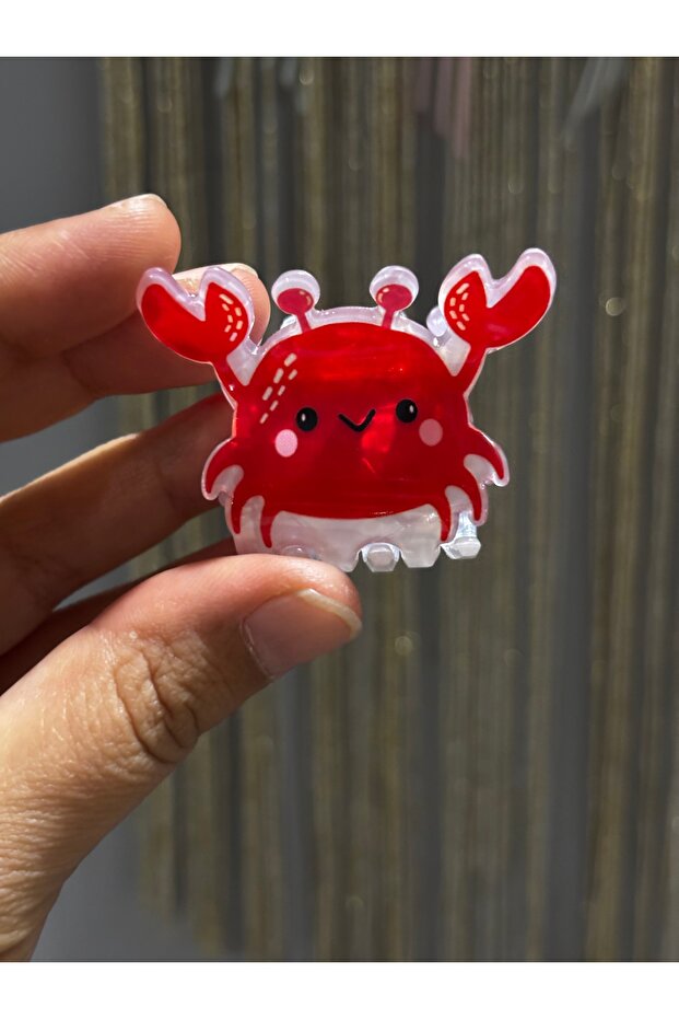 Red Crab Patterned Acrylic Mini Buckle Women's Buckle 5 cm