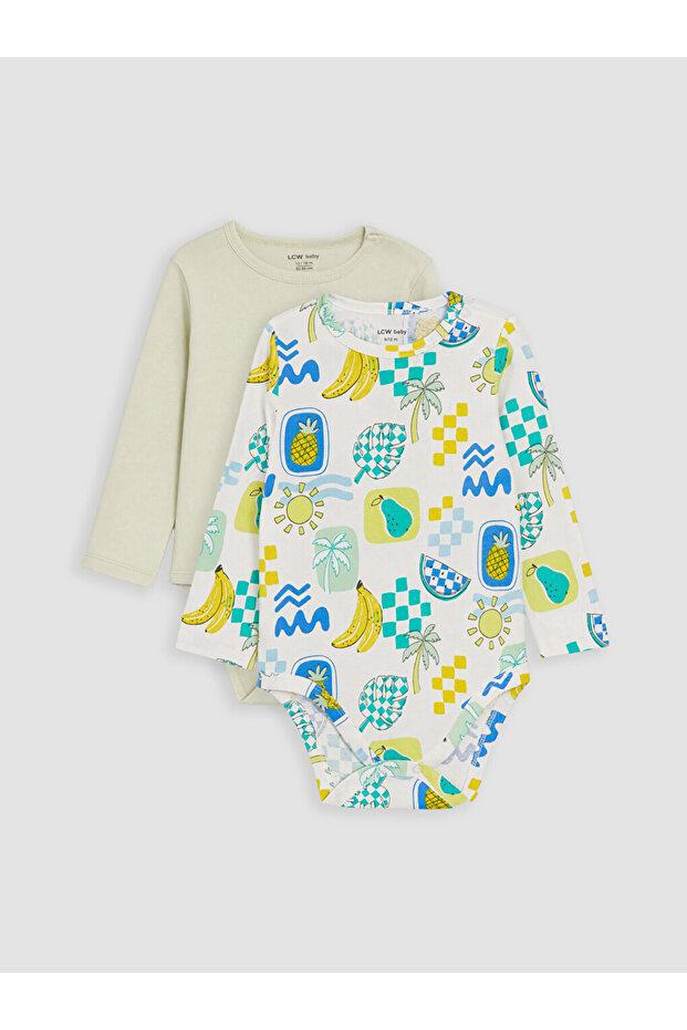 Patterned Baby Boy 2-Piece Snap-On Bodysuit
