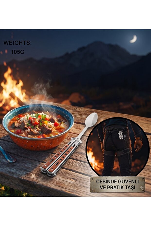 Buffer Stainless Steel Spoon Folding Solid Dining Camping Spoon