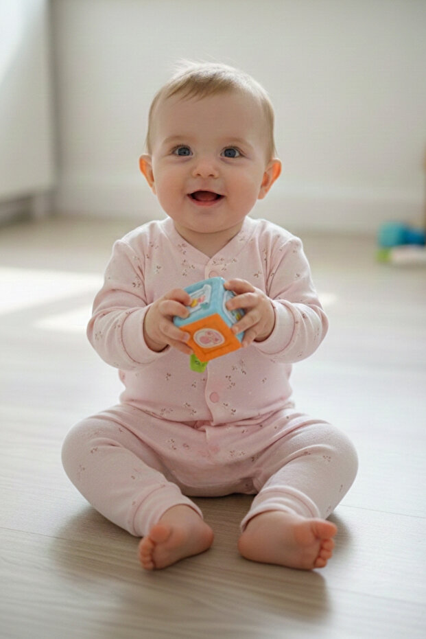 Unisex Baby Printed 100% Cotton Interlock Jumpsuit with Snap Fasteners, Without Booties