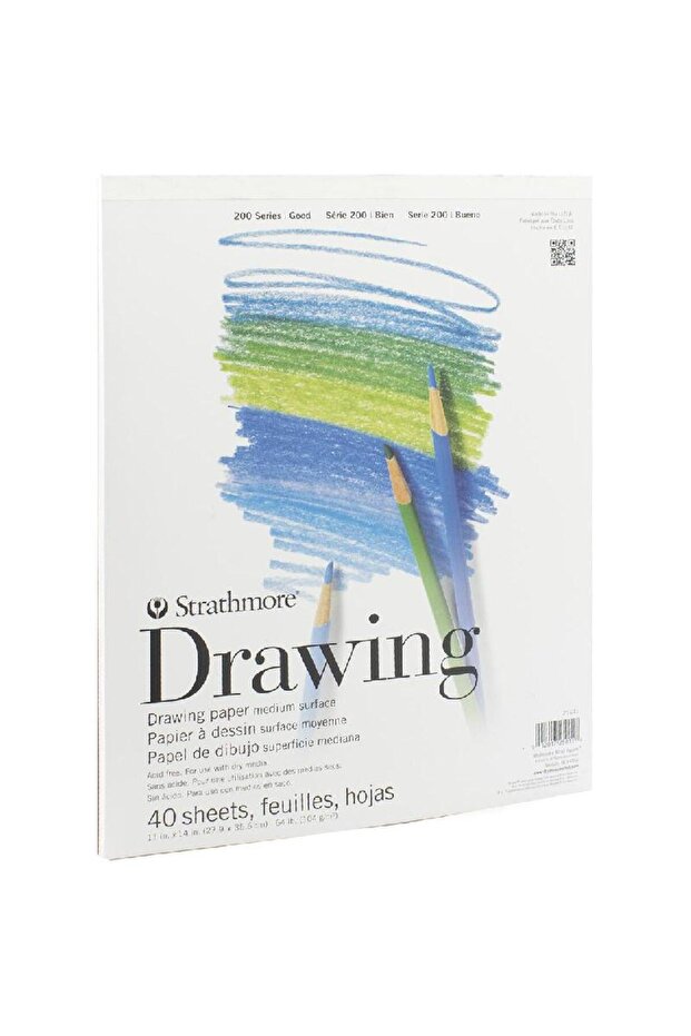 دفتر رسم للرسامين، أبيض، مقاس 11 × 14 بوصة، 40 ورقة