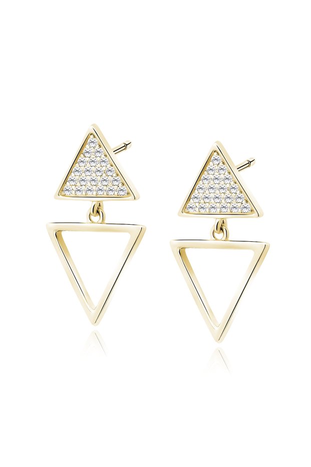 Silver earrings with zircons - Triangles