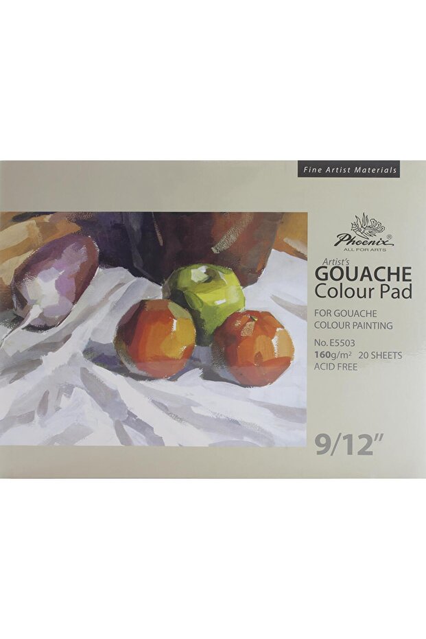 Artist's Gouache Pad, Binded, 160 gsm, White, 23 X 30.5 cm, 20 Sheets