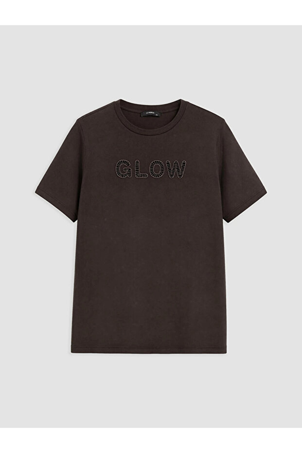 Brown Plus Size Embroidered 100% Cotton Blouse