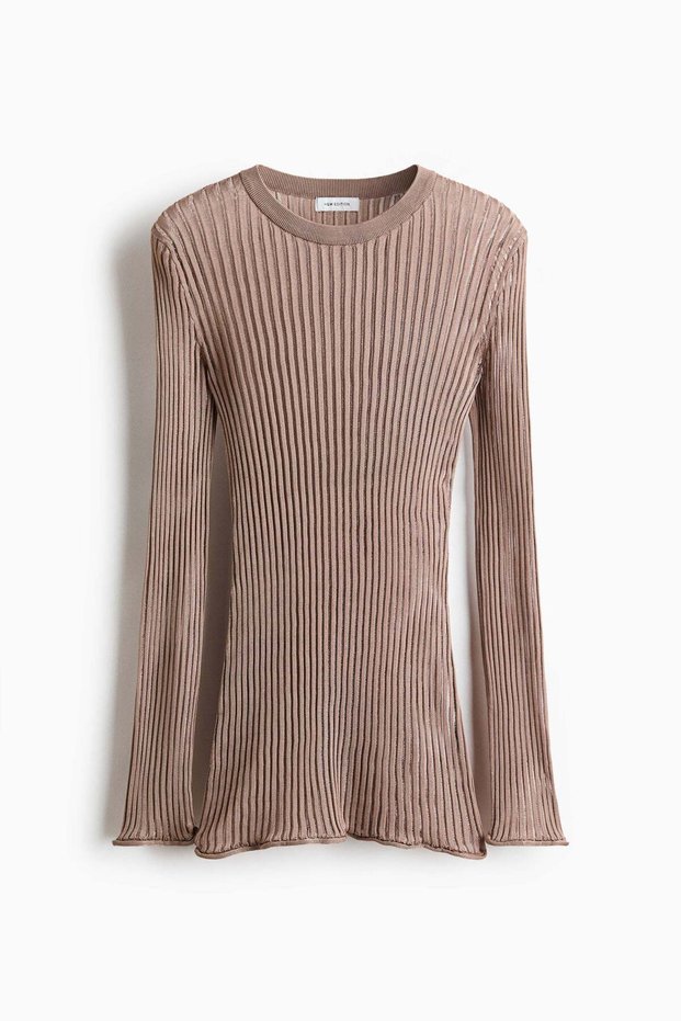 Sheer rib-knit top
