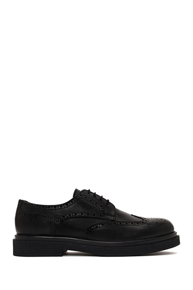 Men's Black Lace-Up Leather Casual Shoes Wm820003Dv