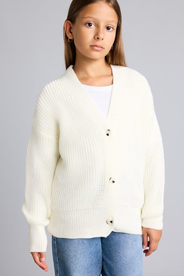Ribbed Knitwear Basic Cardigan for Girls H8383A826Au