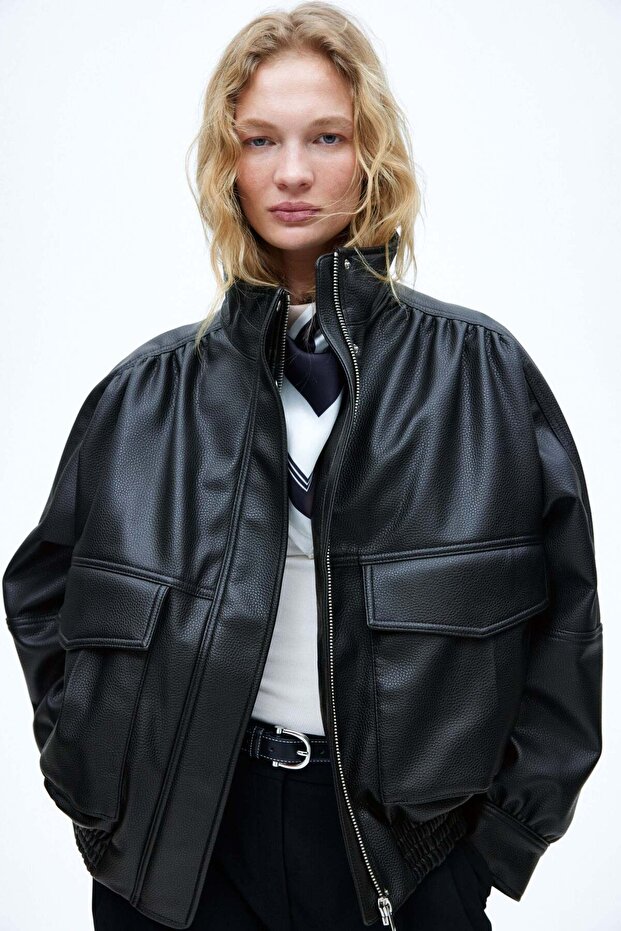 Coated bomber jacket