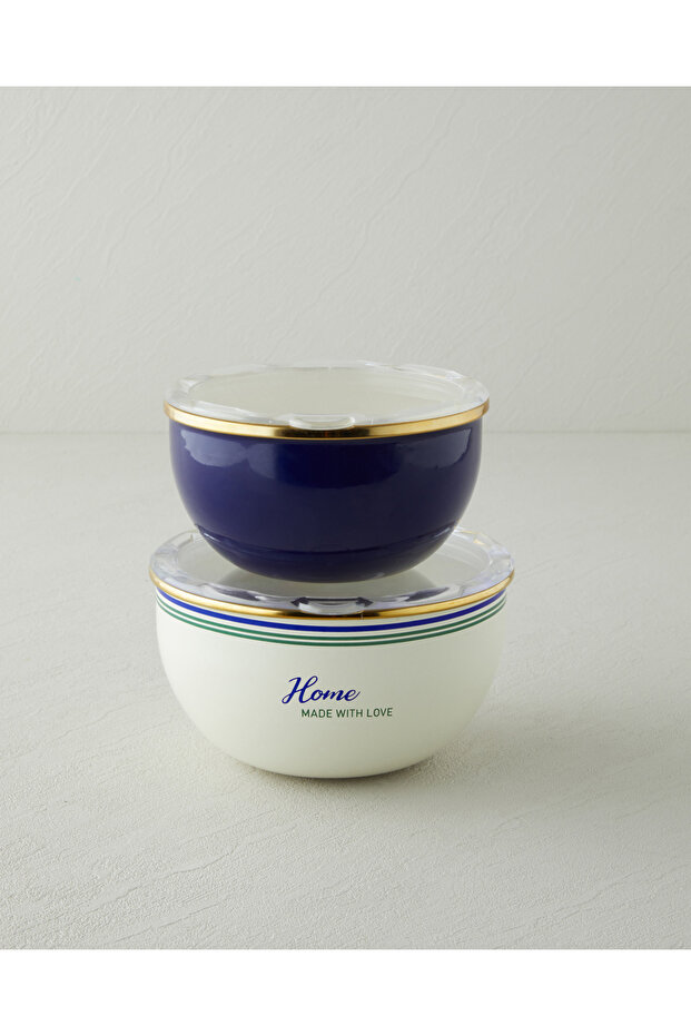 With Love Emaye 2-Piece Storage Container 0.75 X 1.20 L Blue-Green