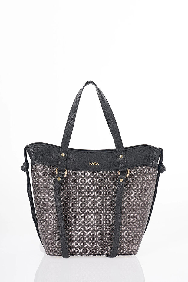 Monogram Pattern Shoulder Bag Black