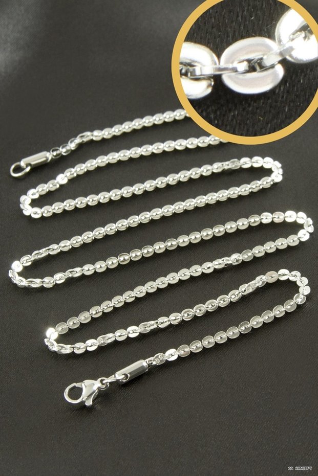 Concepta Reverse Flat Steel Necklace Large 55 cm (233848) Silver Color