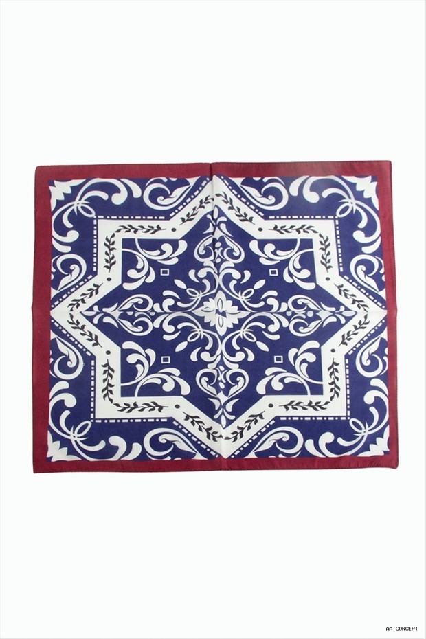 Aconcept Tile Patterned Zr Chiffon Scarf 50X50 (82450) cm Blue