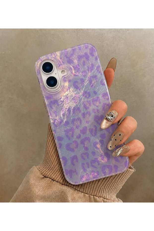 غطاء حماية منقوش متوافق مع iPhone 16 (مطبوع من الداخل) مع جوانب شفافة وغلاف لامع أنيق