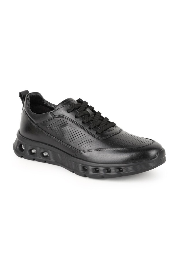Men's Sneaker Shoes Genuine Leather Perforated Breathable Air Channel Lightweight Eva Sole Casual Sports H