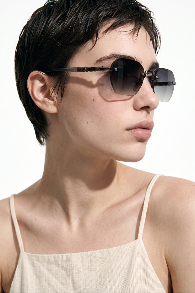 Sinef Silver Green Gradient Sunglasses