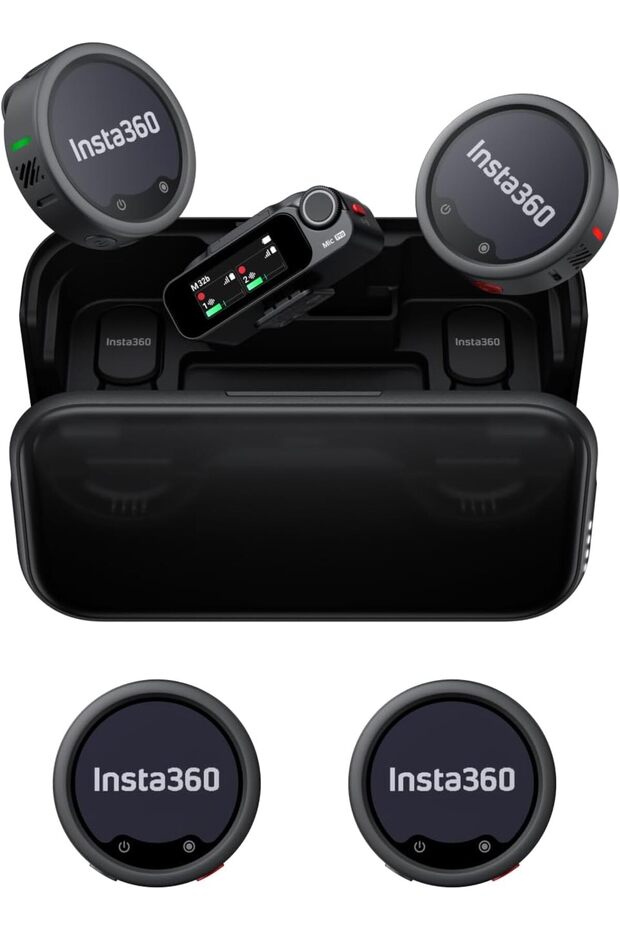Mic Pro (4 TX + 1 RX + Charging Case) - Wireless Microphone Lavalier Microphone, Bluetooth, Customisable E-Ink Display, Noise Cancelling, 400m Range, 3-Mic Array, Vlogging, Streaming