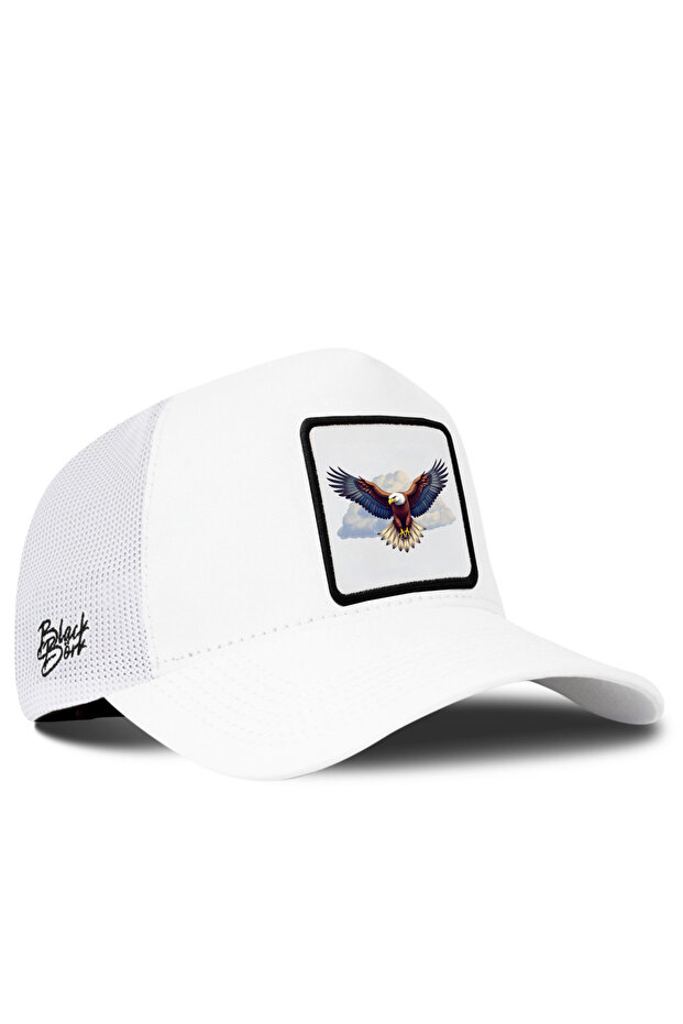 White Trucker Hat with Eagle Logo