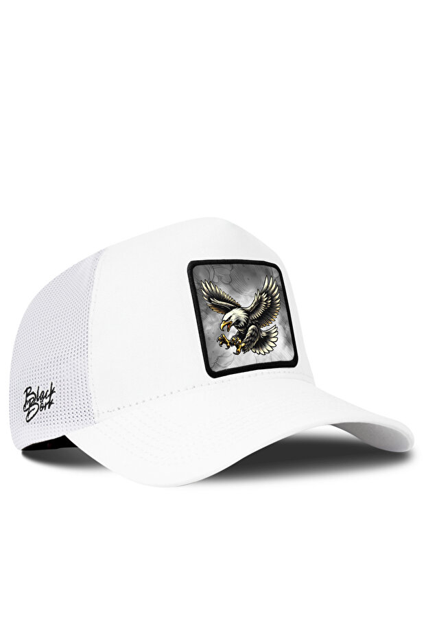 White Trucker Hat with Eagle Logo