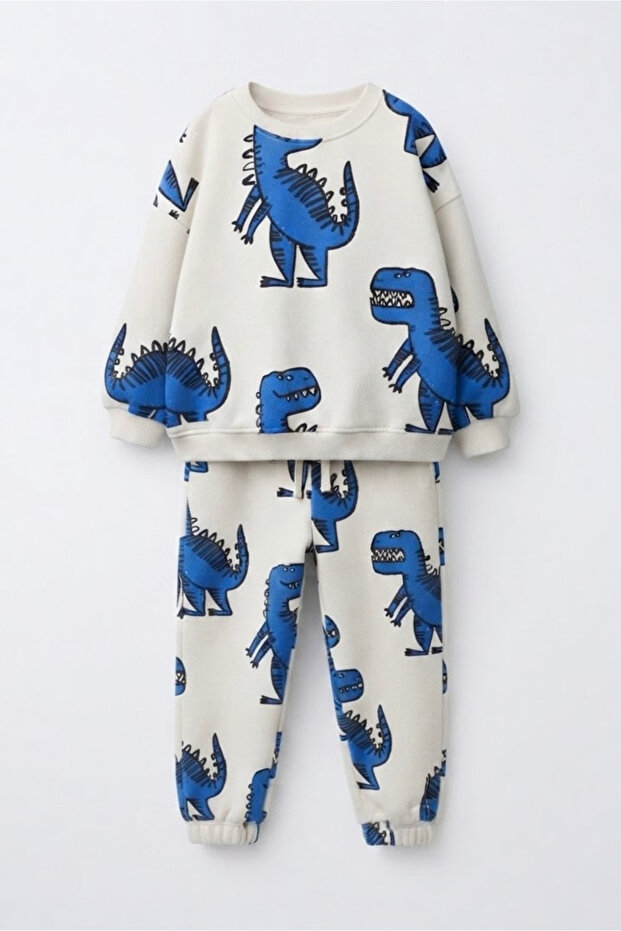 Boy's Animal Print Detailed Bottom Top Set