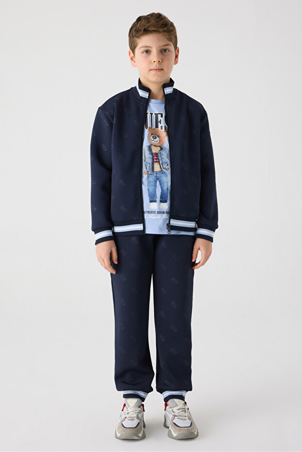 Boy Navy Blue Tracksuit Top