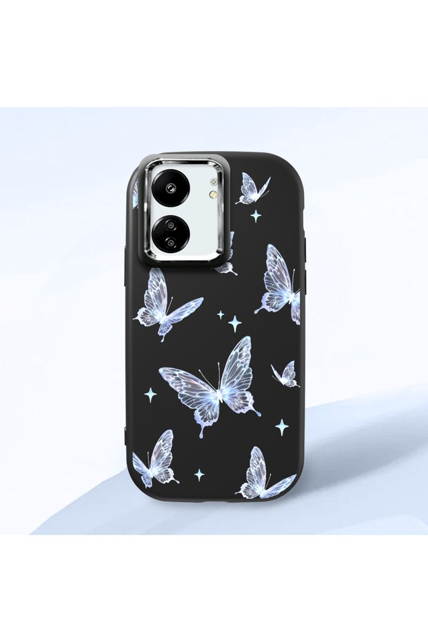 Poco C65 Compatible Elegant Butterfly Print Soft Silicone Case, Shock Absorption and Impact Protection