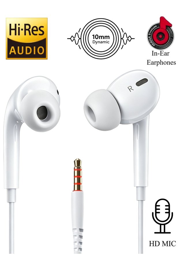 Type-3.5mm In-Ear Wired Earphones with Microphone and In-line Control, HiFi Pure Sound Wired Headphones for Smartphones and Digital Devices