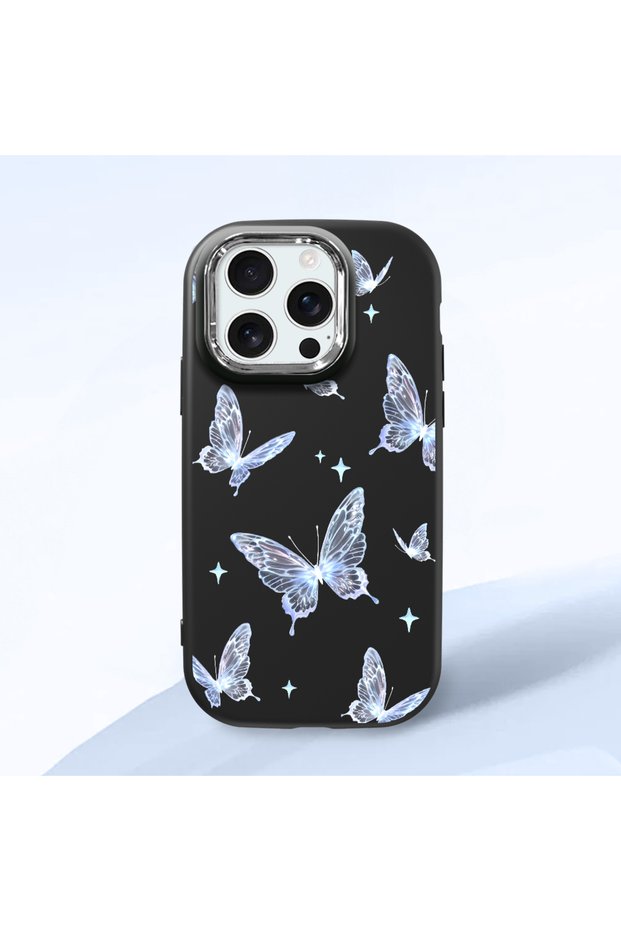 iPhone 16 Pro Compatible Elegant Butterfly Print Soft Silicone Case, Shock Absorption and Impact Protection