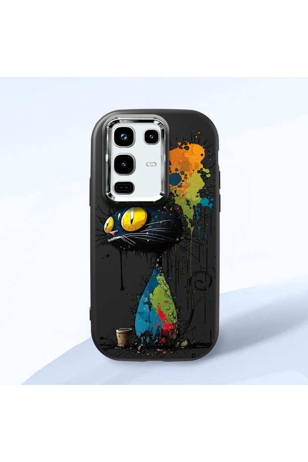 Infinix Note 50/Note 50 Pro Compatible Graffiti Style Black Cat Phone Case, Shockproof