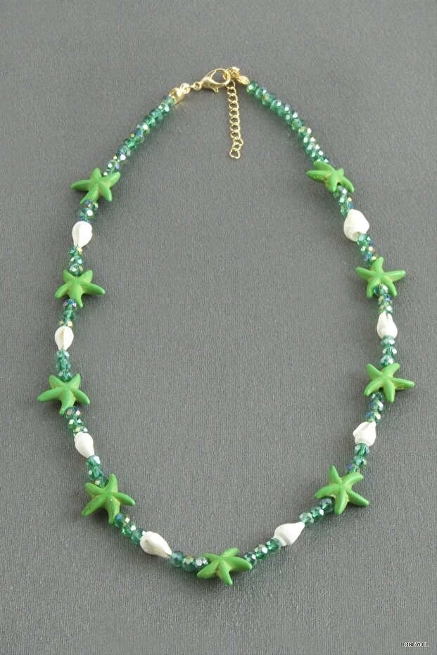 Starfish Crystal Natural Stone Necklace - Green