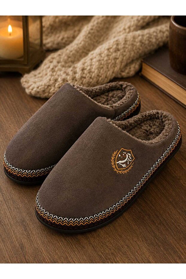 Men's Indoor House Slippers, Plush Inside, Warm, Soft Sole, Comfortable Winter Slippers