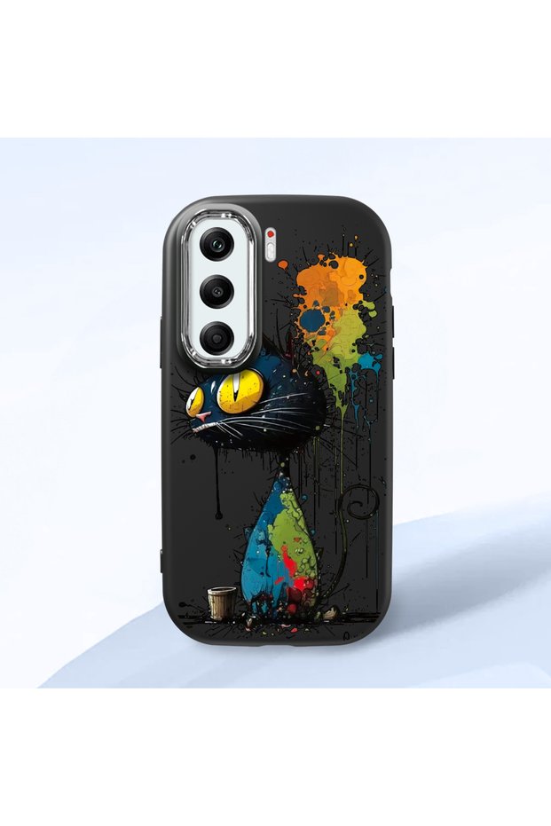 For Tecno Camon 40 Pro 5g Compatible Graffiti Style Black Cat Phone Cover, Shockproof Silicone Case