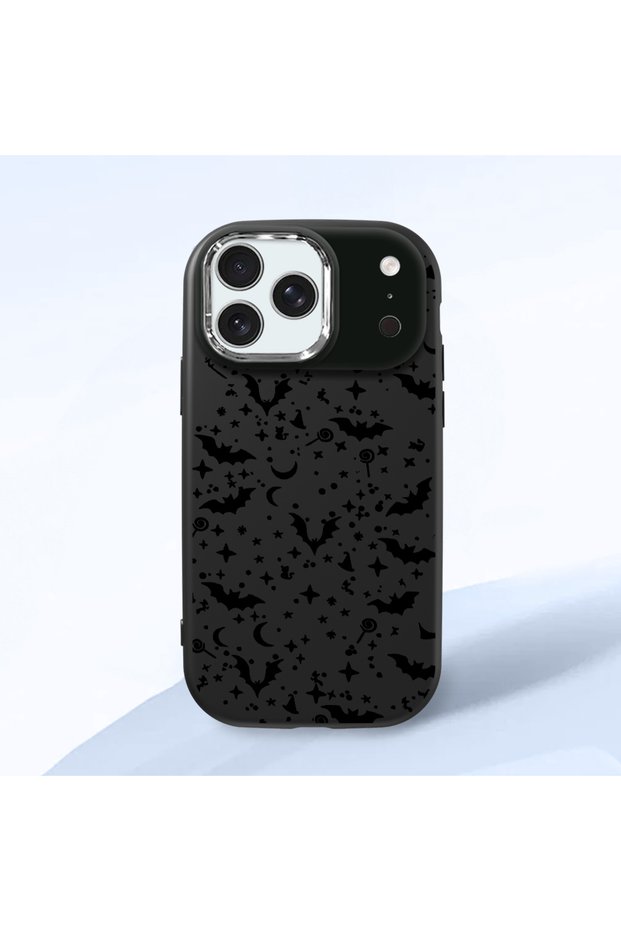 iPhone 17 Pro Max Compatible Soft Silicone Case with Bat Moon Star Print, Shock Absorption and Impact Protection