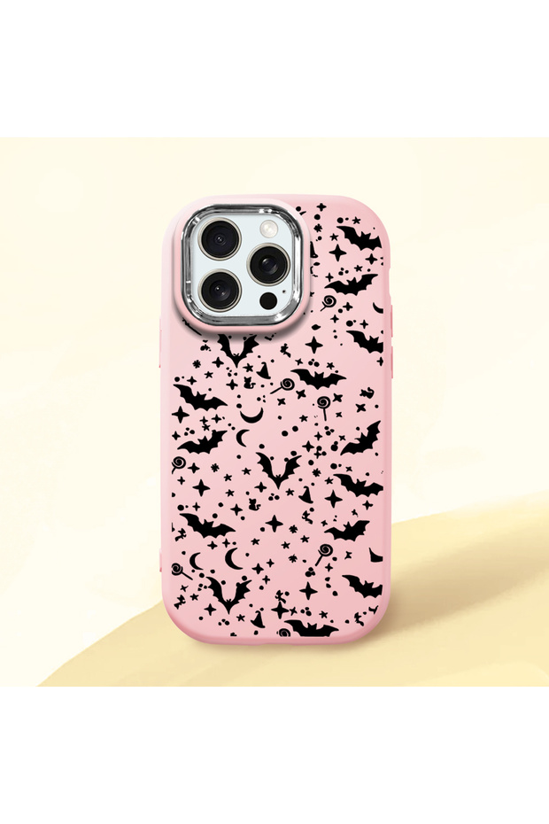 iPhone 15 Pro Max Compatible Soft Silicone Case with Bat Moon Star Print, Shock Absorption and Impact Protection