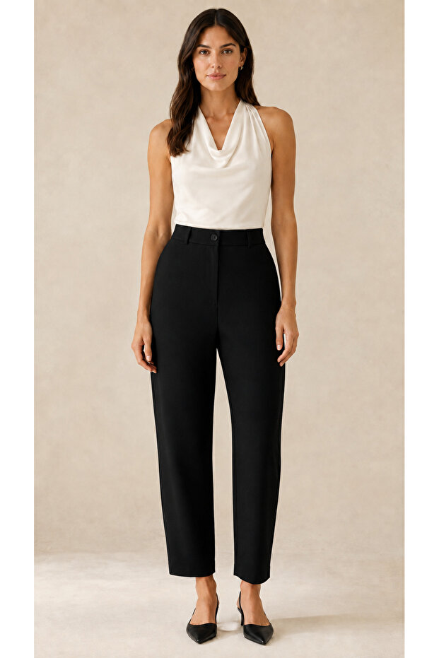Women's Shalwar Cut Lycra Black Comfortable Pants