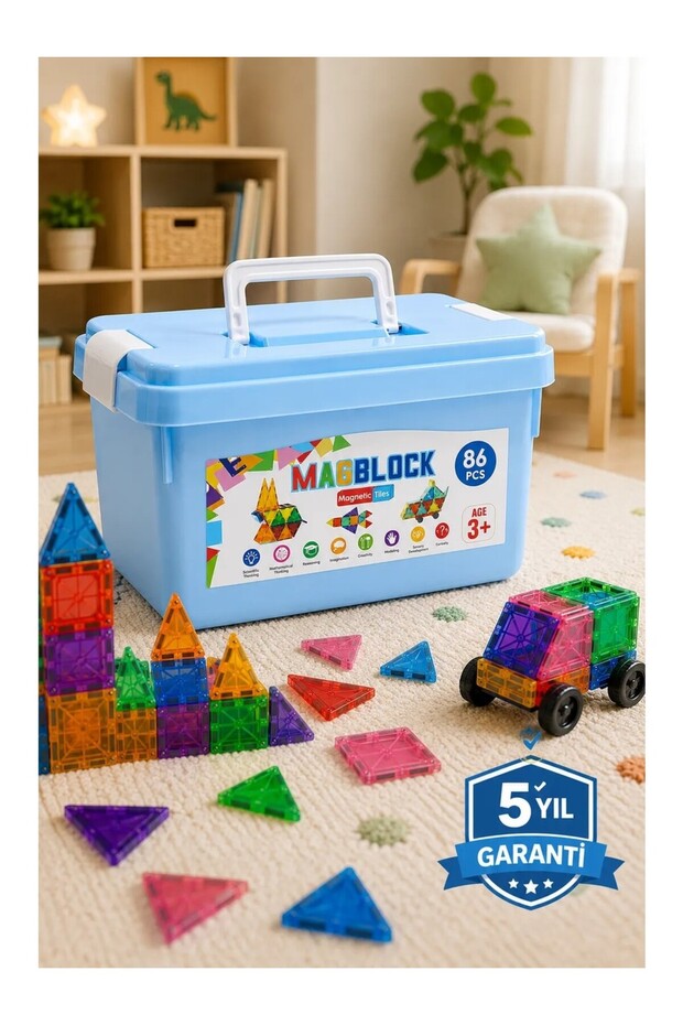 86 Pieces Magnetic Building Blocks - All Magnetic - 12 Different Shapes