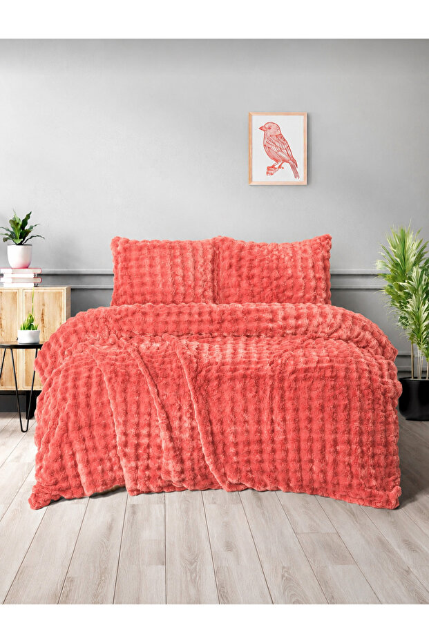 Merinos Diamond Fur Bubble Pattern Comforter Set, Double Comforter Set (220X240)