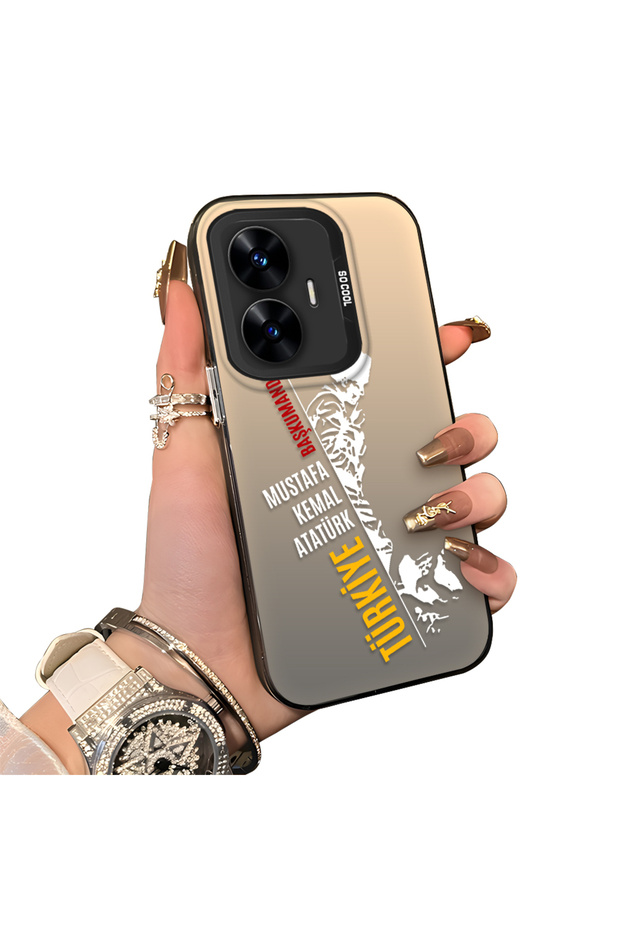 Realme C55 Compatible Hard Acrylic Back Silicone Edge Lens Protection Stylish Print Case