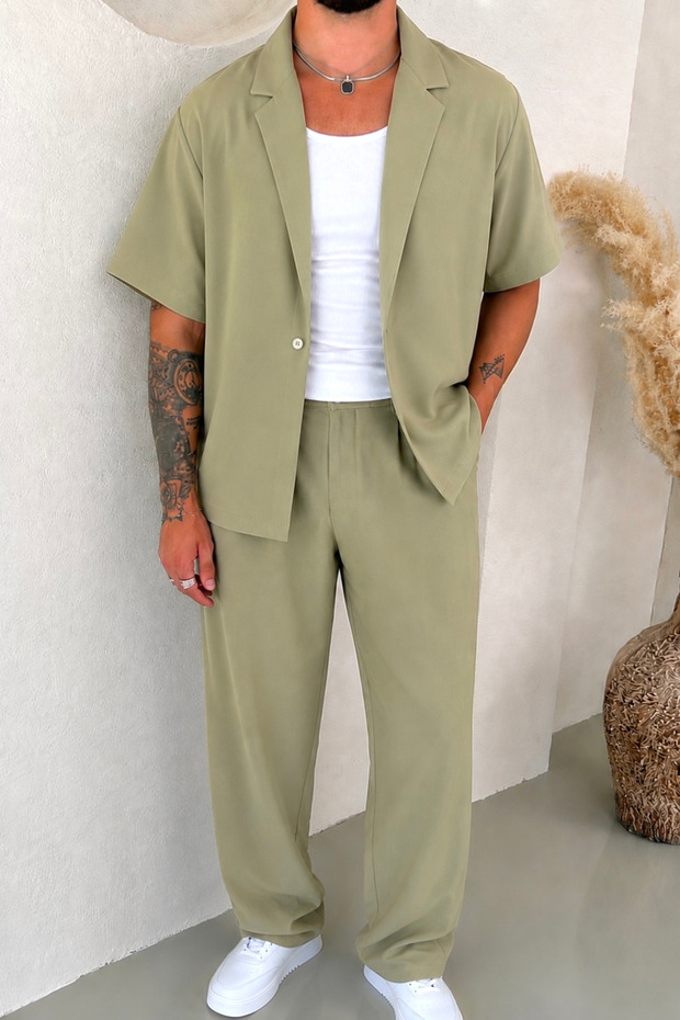 Box Fit Short Sleeve Double Breasted Suit Mint