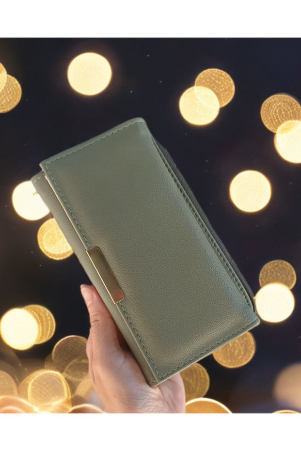 Women's Green Wallet 2 Large Size Multi-Compartment Zippered Card Holder